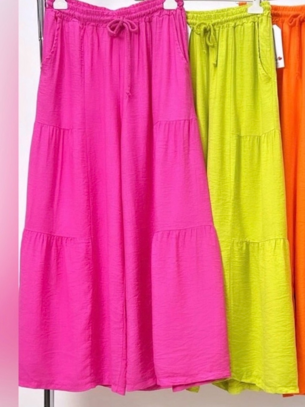 In Italy Bright Pink palazzo pants drawstring waist, size M/L